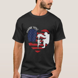 Thank You Veterans Day American Flag Heart Men Wom T-Shirt