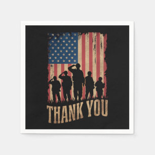 Thank You Veterans Day American Flag Vintage Napkin