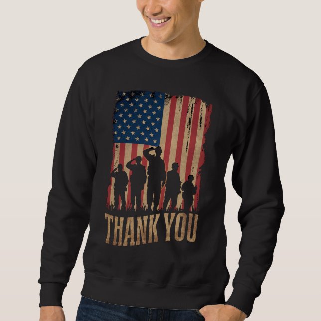 Thank You Veterans Day American Flag Vintage Sweatshirt (Front)