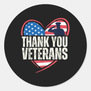 Thank You Veterans Day Memorial Day Partiotic Mili Classic Round Sticker