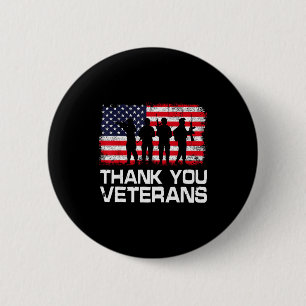 Thank You Veterans Day Usa Flag Patriotic Soldier 6 Cm Round Badge