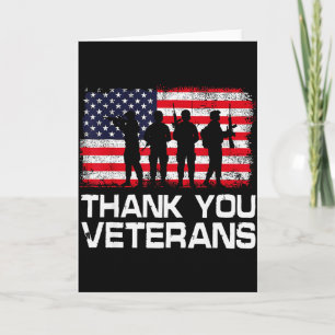 Thank You Veterans Day Usa Flag Patriotic Soldier Card