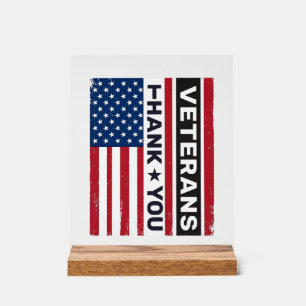 Thank You Veterans Distressed Flag Vector Design_1 Acrylic Sign