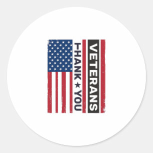 Thank You Veterans Distressed Flag Vector Design_1 Classic Round Sticker