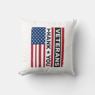 Thank You Veterans Distressed Flag Vector Design_1 Cushion