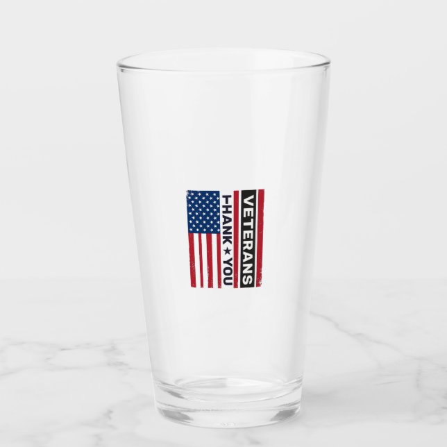 Thank You Veterans Distressed Flag Vector Design_1 Glass (Front)