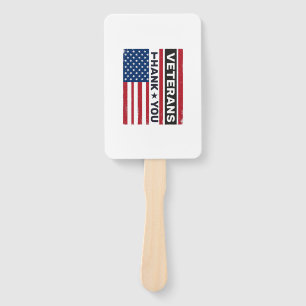 Thank You Veterans Distressed Flag Vector Design_1 Hand Fan