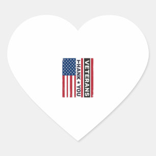 Thank You Veterans Distressed Flag Vector Design_1 Heart Sticker