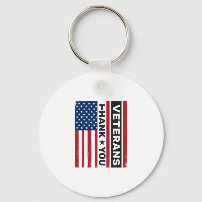 Thank You Veterans Distressed Flag Vector Design_1 Key Ring (Front)