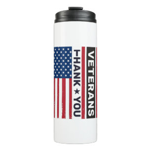 Thank You Veterans Distressed Flag Vector Design_1 Thermal Tumbler