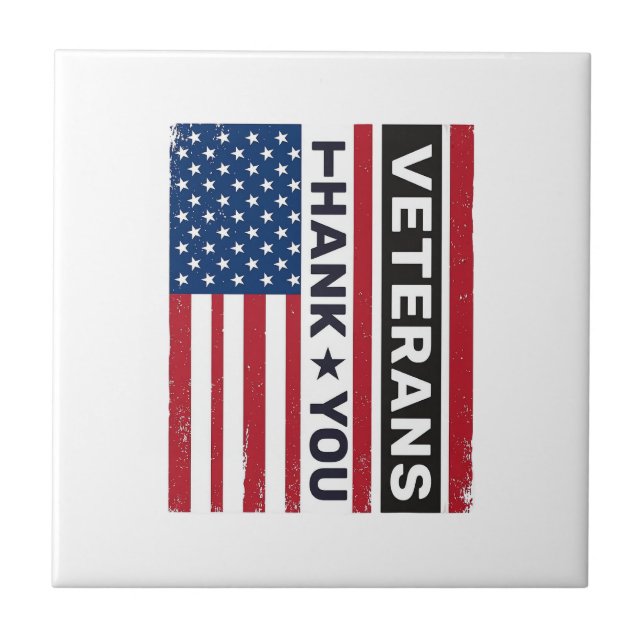 Thank You Veterans Distressed Flag Vector Design_1 Tile (Front)