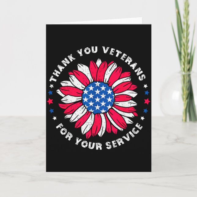 Thank You Veterans For Your Service Sunflower Vete Card (Front)
