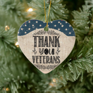 Thank You Veterans Heart Ornament