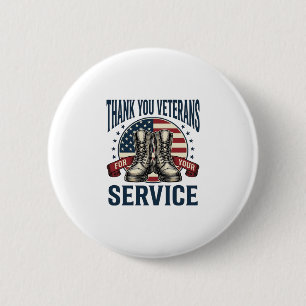 Thank You Veterans Patriotic Boots Vintage Design_ 6 Cm Round Badge