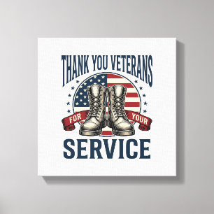 Thank You Veterans Patriotic Boots Vintage Design_ Canvas Print