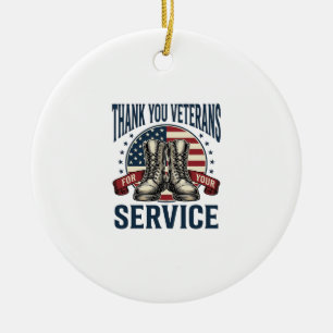 Thank You Veterans Patriotic Boots Vintage Design_ Ceramic Tree Decoration