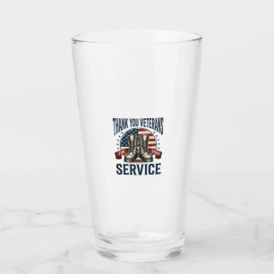 Thank You Veterans Patriotic Boots Vintage Design_ Glass