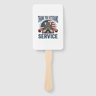 Thank You Veterans Patriotic Boots Vintage Design_ Hand Fan