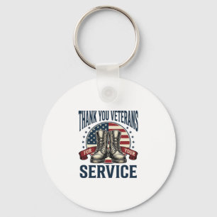 Thank You Veterans Patriotic Boots Vintage Design_ Key Ring