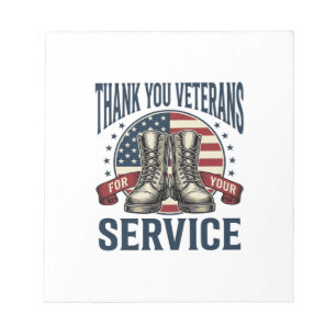 Thank You Veterans Patriotic Boots Vintage Design_ Notepad