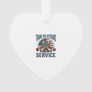 Thank You Veterans Patriotic Boots Vintage Design_ Ornament