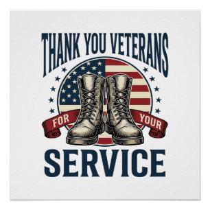 Thank You Veterans Patriotic Boots Vintage Design_ Poster