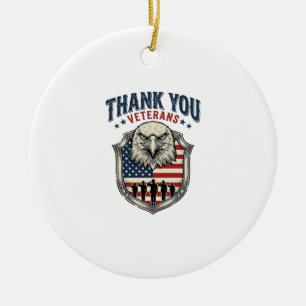 Thank You Veterans Patriotic Eagle Shield Shirt_1 Ceramic Tree Decoration