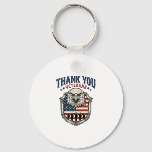 Thank You Veterans Patriotic Eagle Shield Shirt_1 Key Ring