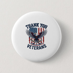 Thank You Veterans Patriotic Eagle Vintage 6 Cm Round Badge