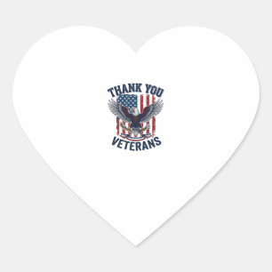 Thank You Veterans Patriotic Eagle Vintage Heart Sticker