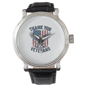 Thank You Veterans Patriotic Eagle Vintage Watch