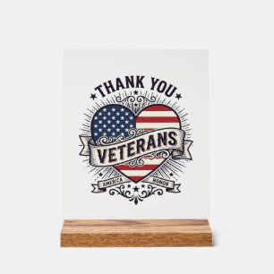 Thank You Veterans Patriotic Heart Vector Design_1 Acrylic Sign