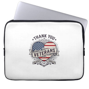 Thank You Veterans Patriotic Heart Vector Design_1 Laptop Sleeve