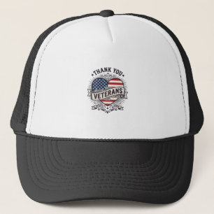 Thank You Veterans Patriotic Heart Vector Design_1 Trucker Hat