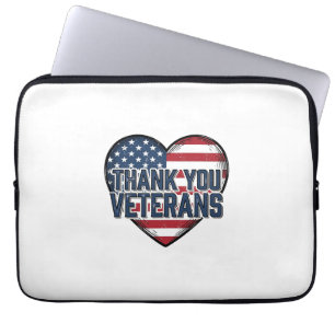 Thank You Veterans Patriotic Heart Vintage Design_ Laptop Sleeve