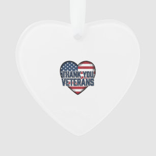 Thank You Veterans Patriotic Heart Vintage Design_ Ornament