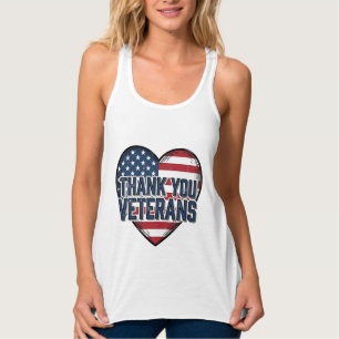 Thank You Veterans Patriotic Heart Vintage Design_ Singlet
