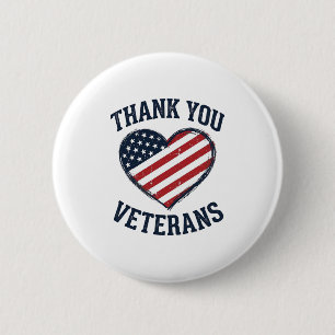 Thank You Veterans Patriotic Heart Vintage Shirt D 6 Cm Round Badge