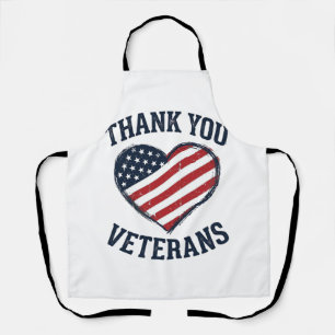 Thank You Veterans Patriotic Heart Vintage Shirt D Apron