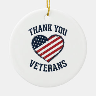 Thank You Veterans Patriotic Heart Vintage Shirt D Ceramic Tree Decoration
