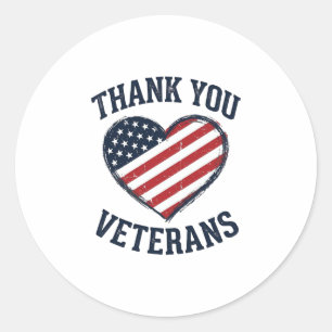 Thank You Veterans Patriotic Heart Vintage Shirt D Classic Round Sticker