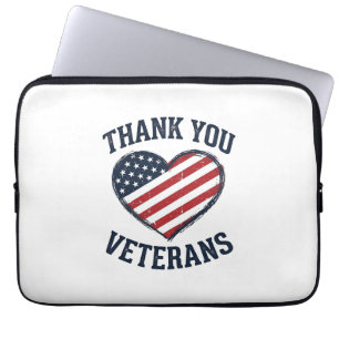 Thank You Veterans Patriotic Heart Vintage Shirt D Laptop Sleeve