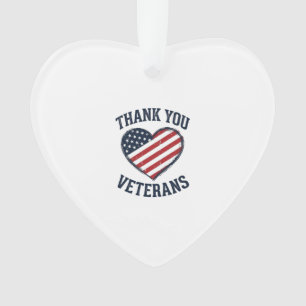 Thank You Veterans Patriotic Heart Vintage Shirt D Ornament