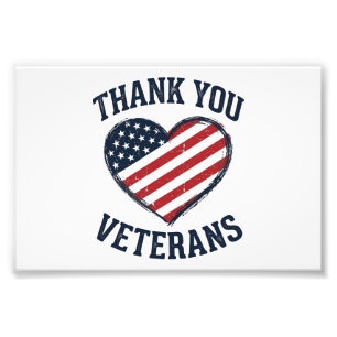 Thank You Veterans Patriotic Heart Vintage Shirt D Photo Print