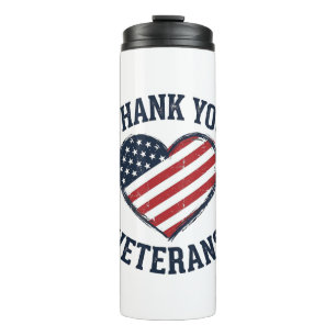 Thank You Veterans Patriotic Heart Vintage Shirt D Thermal Tumbler