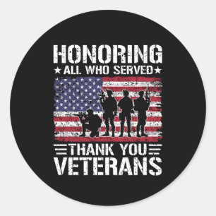 Thank You Veterans Patriotic Military Service Gift Classic Round Sticker