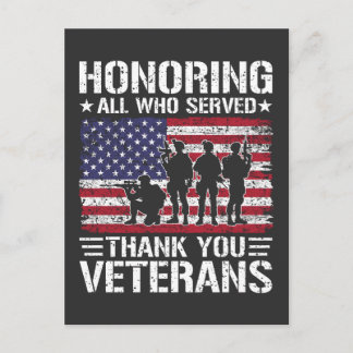 Thank You Veterans Patriotic Military Service Gift Postcard
