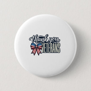 Thank You Veterans Patriotic Ribbon Vintage Shirt_ 6 Cm Round Badge