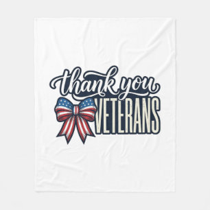 Thank You Veterans Patriotic Ribbon Vintage Shirt_ Fleece Blanket