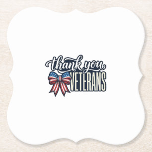 Thank You Veterans Patriotic Ribbon Vintage Shirt_ Paper Coaster